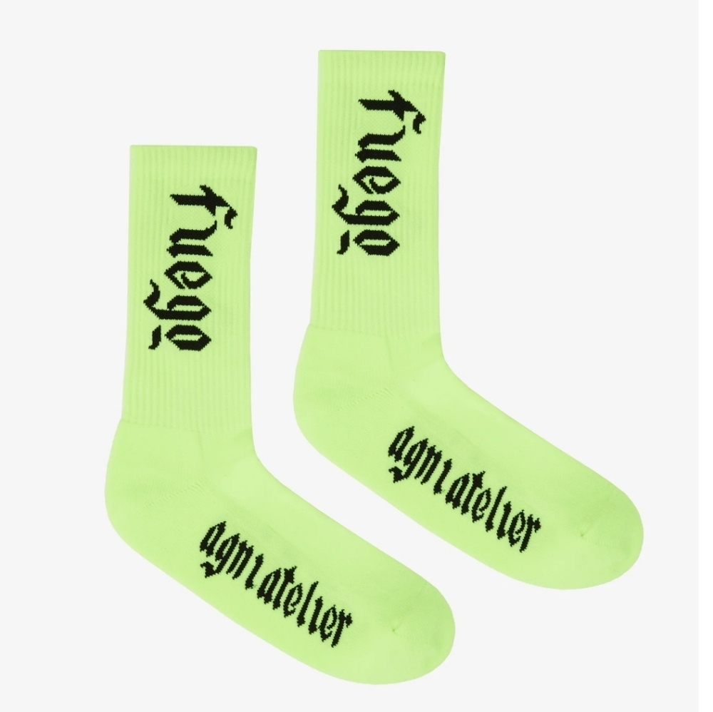 NWT Agni Atelier Fuego Crew Neon Green Socks OS